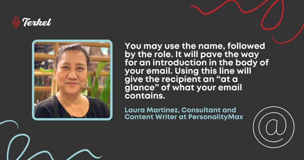Laura Martinez good introduction email subject line