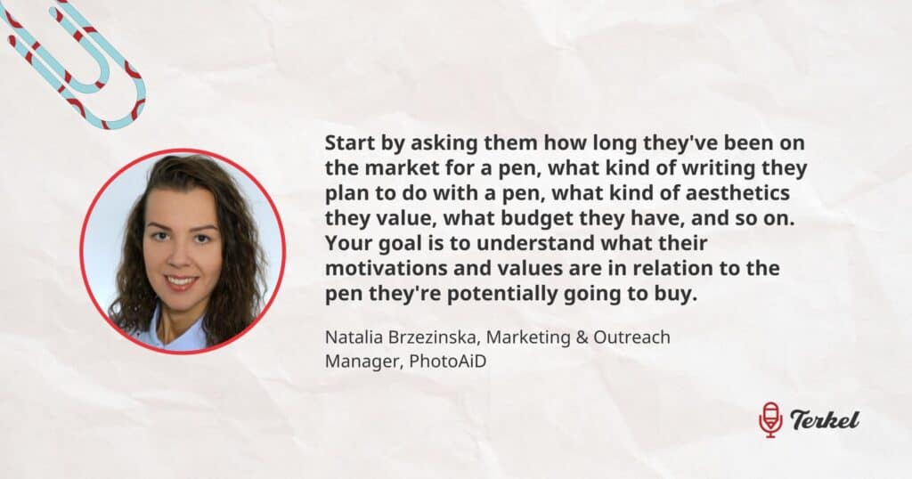 Natalia Brzezinska selling pens