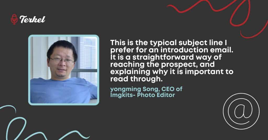 yongming Song email intro subject lines