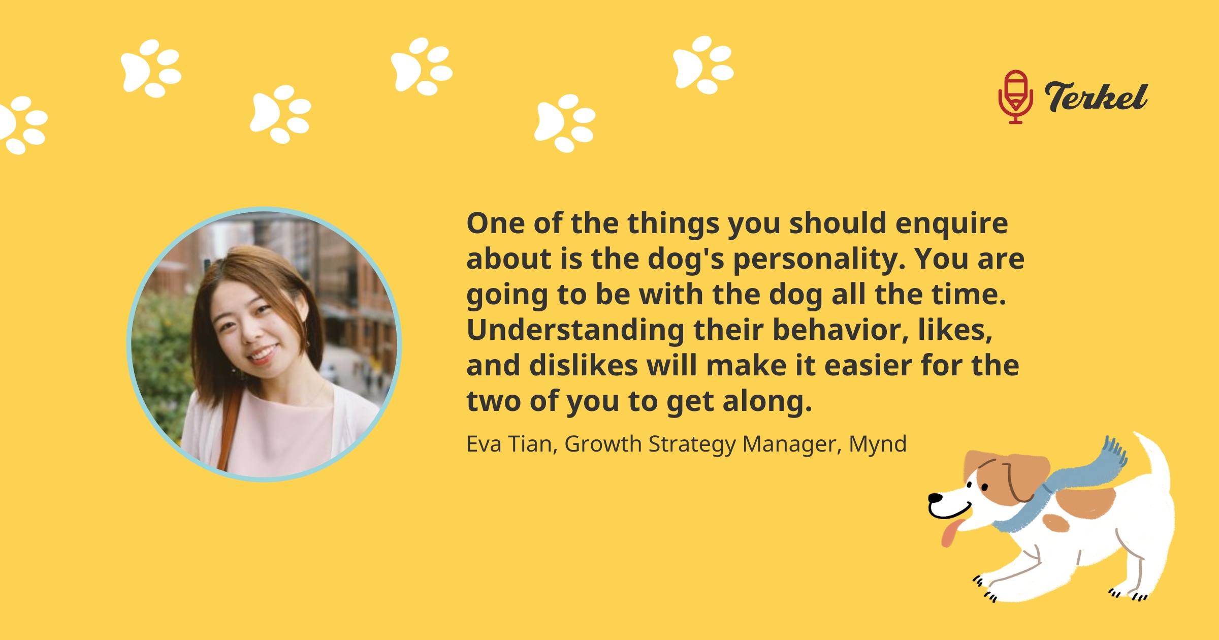 Eva Tian adopting a dog